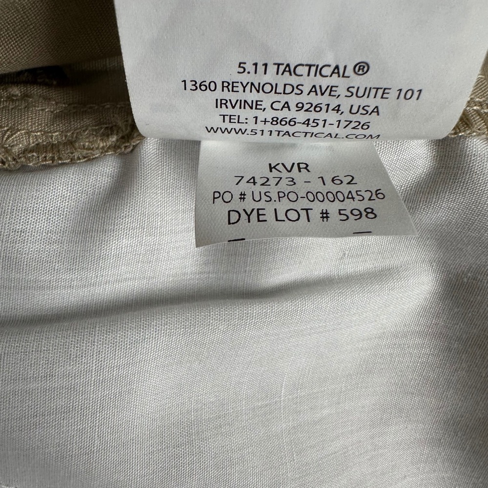5.11 Tactical Taclite Pro Pants Mens 44x32 Khaki Tan Ripstop Cargo NWT - Picture 7 of 16